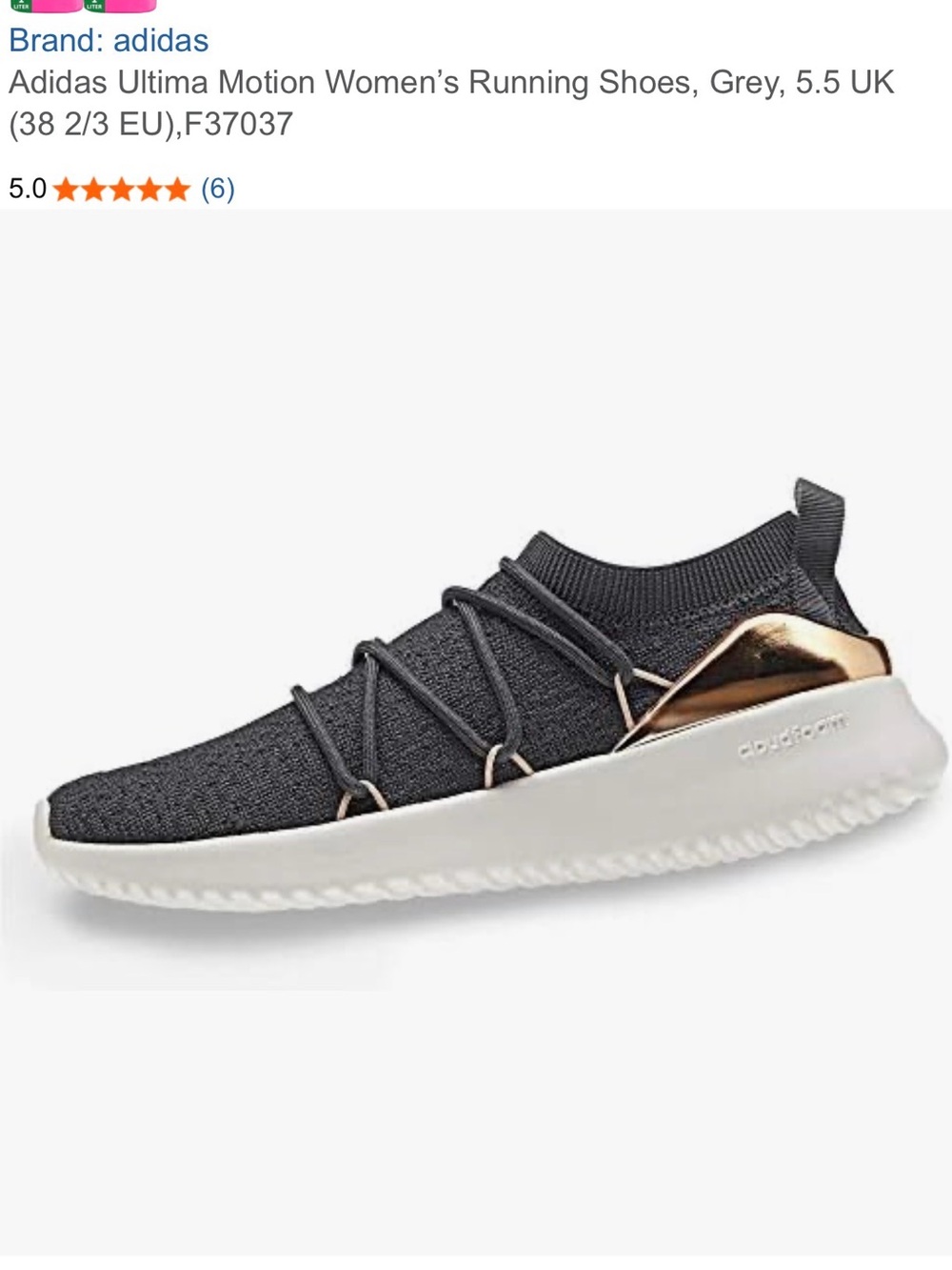 Adidas Gray-Blue Knit Lace-Up Sneakers with Rose Gold Heel Accent Size 8 - Picture 5 of 8